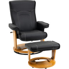 HOMCOM Recliner Chair with Stool, TV Chair, TV Chair, Recliner Chair with Reclining Function, Rotating Recliner Chair up to 150 kg Load Capacity for Office, Living Room, Faux Leather, Black