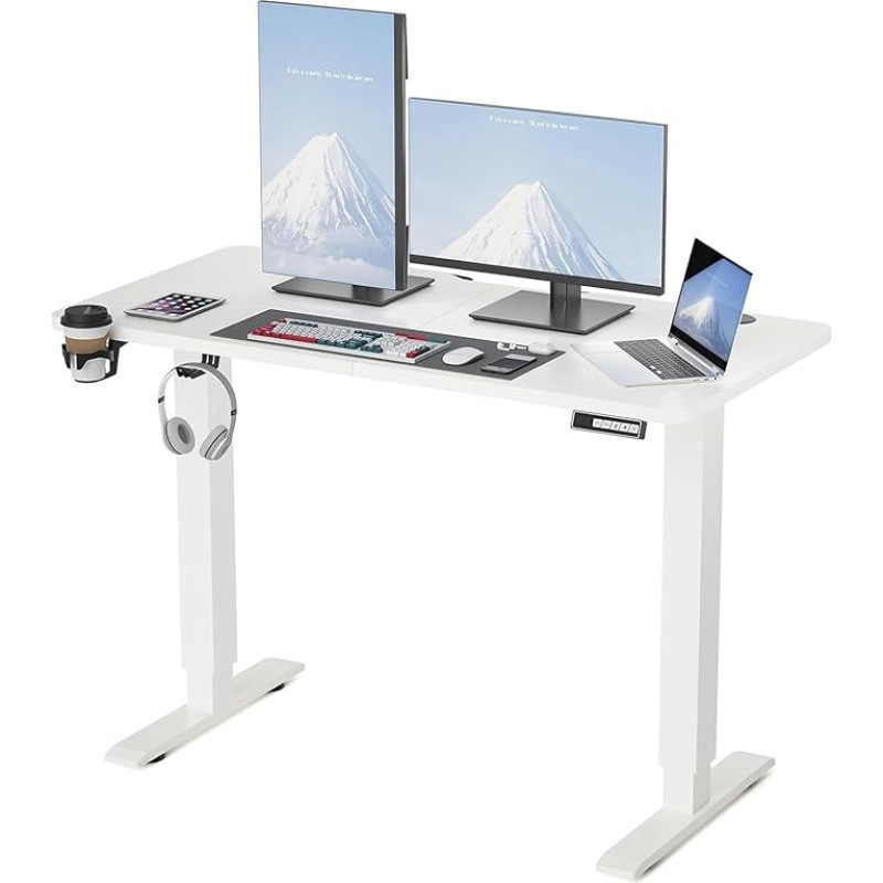 IBVIVIC Electric Height-Adjustable Desk 120 x 60 cm Standing Seat Table Standing Desk with Memory Function White