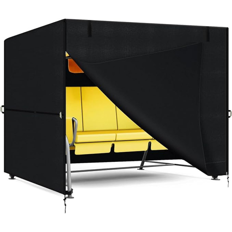 Hollywood Swing Cover 2-3 Seater Protective Cover, Garden Swing Protective Cover, Windproof, Hollywood Swing Tarpaulin with Drawstring and Adjustable Buckles, 420D Oxford Fabric, 180 x 120 x 160 cm
