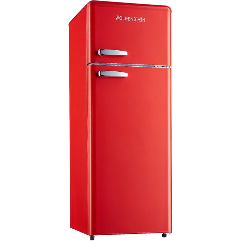 Wolkenstein Kombinuotas šaldytuvas-šaldiklis GK212.4RT FR Retro 211 litrų talpos 4**** Šaldiklis 39 litrų LED raudonos spalvos Energy E