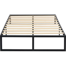 HOGAR24 ES - Kio Slatted Frame with Wooden Slats 150 x 190 cm - Metal Bed Frame - 35 cm Storage Platform, Easy to Assemble, Dimensions 150 x 190 cm, Black
