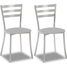 ASTIMESA SCALMGR Dvi virtuvės kėdės Metalinės aliuminio dirbtinės odos pilkos spalvos Altura de asiento 45 cm