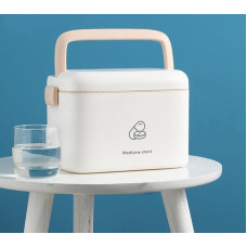 Medicine Box Storage Box - Multifunctional Double Layer Medicine Cabinet First Aid Kit Home Pharmacy Cabinet Portable with Safety Buckle 24 x 15 x 16 cm for Car School (White)