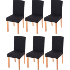 Mendler Littau Set of 6 Dining Chairs / Kitchen Chairs / Textile / Black with Light Legs