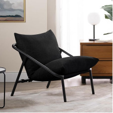 ZINUS Ada Accent Sling Chair 79 x 68 x 79 cm, Metal Frame, Shredded Foam Padding, Black