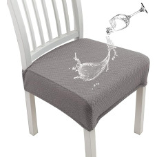 XUANZYANG Wasserdichte Stuhlhussen aus Stretch-Jacquard, abnehmbar, waschbar, staubabweisend, Stuhl-Sitzschutz, Schonbezüge (hellgrau, 4 Stück)