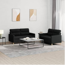 qohoio 2-TLG. Sofagarnitur mit Kissen Sofa Wohnzimmer Sitzgruppe Wohnzimmer Sofa Set Sofas FüR Wohnzimmer Schwarz Stoff - 3201572