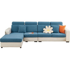 EURHOWING Universal Stretch Couch Cushion Covers for Sofa L Shape Sofa Cover Soft Slipcover Replacement for L Shaped Sofa with Elastic Edge Washable Removable (1 Seater Cover, Blue)