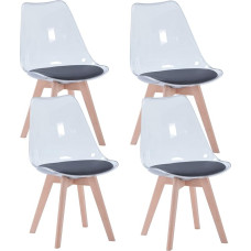 EGOONM 4 skaidrių valgomojo kėdžių su PU odos sėdynių pagalvėlėmis rinkinys - juoda