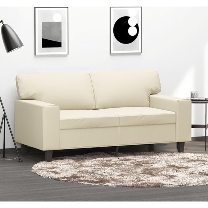 Brokky Loveseat 359413 Loveseat 2 vietų sofa svetainei Sofa Loveseat Cream 120 cm dirbtinė oda