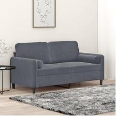 CIADAZ 3200882 2 vietų sofa su dekoratyvinėmis pagalvėlėmis, tamsiai pilka, 140 cm, aksomas, poilsio sofa, sofos ir kušetės, poilsio sofa, sofa svetainei, sofa su miego funkcija