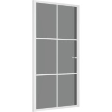 vidaXL Vidaus durys Modernaus dizaino stiklinės durys Visas komplektas Kambario durų pakabinamos durys Buto durys su montavimo priedais 102,5 x 201,5 cm Baltas grūdintas stiklas Aliuminis