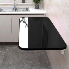 Schwebender Wandschreibtisch zur Wandmontage, Klapptisch für Waschküche und Küche, zusammenklappbare Werkbank für kleine Räume, schwarz, Größe: klein