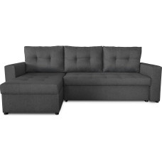 NAWSTOL CEZAR kampinė sofa su miego funkcija 205 x 130 cm, dvi didelės lovos dėžės ir reguliuojamas šonas, svetainės sofa (kairė arba dešinė) (pilka)