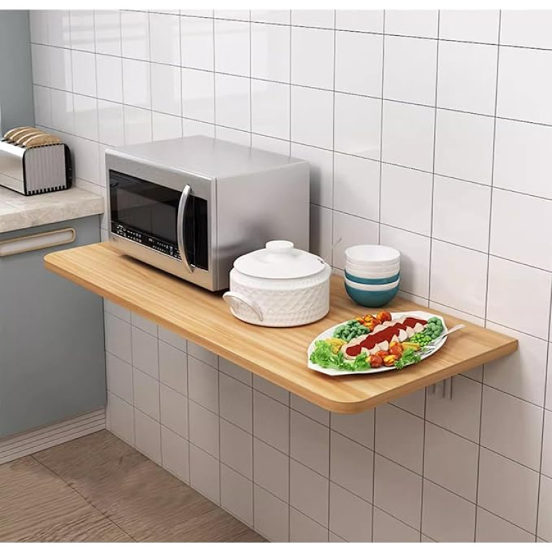 ZOFIRY Folding Wall Table for Kitchen, Heavy Duty Breakfast Bar Table with Metal Bracket, Folding Desk for Home Bar and Laundry Room, Folding Writing Table