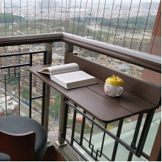 JFUNANQH HängetischBalkongeländer-Hängetisch, klappbarer Stehtisch für den Haushalt, Massivholztisch, hängendes kleines Regal, Freizeittisch, Schreibtisch, Teetisch, Esstisch (Größe: 60 * 3