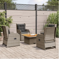 Homgoday Gartensofa-Set 5-teilig mit Kissen aus Polyrattan grau, Möbel Set Schlafsofa Wohnzimmer Couch, Set Sofa für Outdoor Garten, Outdoor Möbel Typ3262734