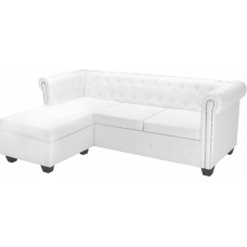 Homgoday Chesterfield L Shape White Faux Leather Outdoor Garden Bed Sofa Couch Sofa Garden Living Room Patio Outdoor
