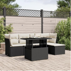 Homgoday Gartensofa-Set 6-teilig mit schwarzen Kissen aus Polyrattan, Lauko sofos sode, Gartenmöbel-Set für den Außenbereich, Gartenmöbel Type3266546