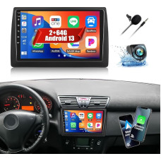 CAMECHO 2+64G Android 13 Car Radio for Fiat Stilo 2002-2010 (Left Hand Drive) with Bluetooth, 9 Inch Wireless Carplay Android Car HD Radio 2Din with GPS WiFi Mirror Link FM/RDS + Reversing Camera
