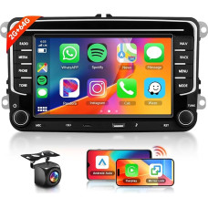 Hodozzy Carplay Car Radio for VW Passat Golf Seat Altea Skoda Octavia with USB/USB-C/Navi/WiFi, 7 Inch VW Car Radio Bluetooth with Android Car/EQ/Mirror Link/FM/RDS/SWC/USB + Reversing Camera