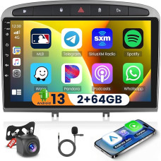 2GB + 64GB Android 13 Car Radio Wireless CarPlay Android Car for Peugeot 308/408 2007-2015 Radio Bluetooth Handsfree 9 Inch Screen Car Radio with Navigation WiFi FM RDS SWC Reversing Camera