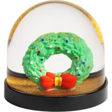 Fun Shaking Ball Snow Globe High-Quality with Christmas Wreath and Golden Glitter 8 x Diameter 8.5 cm