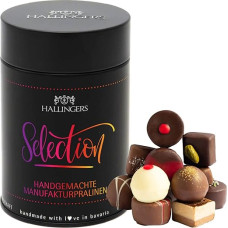 Hallingers Selection - Manufactory Chocolates Gift Handmade Without Alcohol from Fine Cocoa Chocolate (Tin) - Advent Calendar Novelties & Advent Calendar Filling | Birthday Congratulations Thank You