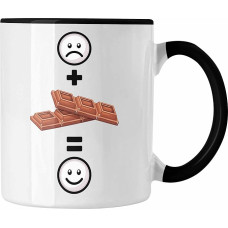 Trendation - Chocolate Mug Gift for Chocolate Lovers Funny Gift Idea :(+ Chocolate = :) Birthday (Black)