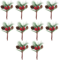 Amosfun 10 Artificial Christmas Pine Berry Branches for Christmas Wreaths