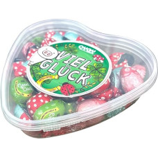 1 x OYOY Good Luck Heart Filled with 500 g Lucky Charm Chocolate I Candy Box with Good Luck Chocolate I Lucky Charm New Year New Year's Eve Exam Exam Gift