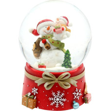 Snow Globe Snowman Family on Christmas Base with Musical Mechanism, Melody: Quiet Trickling the Snow, Length x Width x Height x Diameter 10 x 15 cm Diameter 10 cm