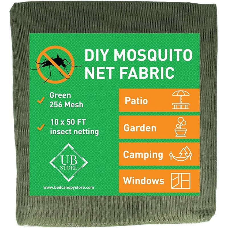 Green Mosquito Net 3 x 15 m Net | Insect Net for Garden Ceiling, Patio, Outdoor & Window | Insect Protection Net Fine Mesh | Garden Net Mesh Screen Net