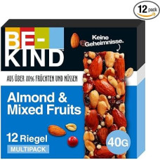BE-KIND Riegel, glutenfreie Snack-Riegel, Almond & Mixed Fruits, hoher Ballaststoffgehalt, ohne künstliche Farb-, Aroma- oder Konservierungsstoffe, 12 x 40g