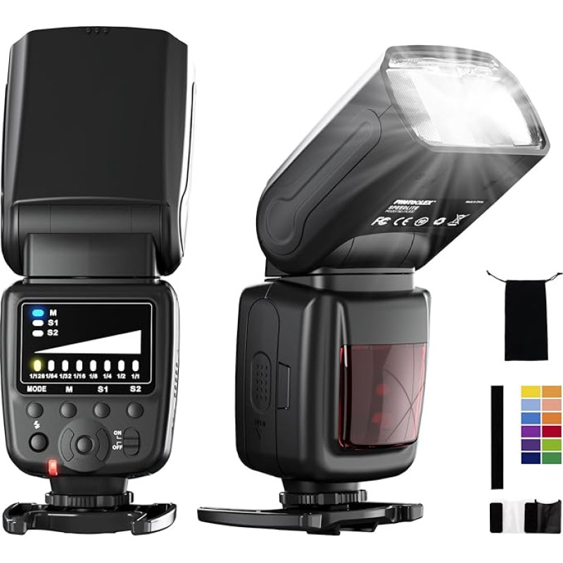 PHOTOOLEX Blitz Flash Speedlite für Canon Nikon Sony Panasonic Panasonic Olympus Pentax Fujifilm Sigma Minolta und Andere SLR Digital SLR Film SLR Kameras und Digital Kameras mit Single-Kontakt Hot-Schuh