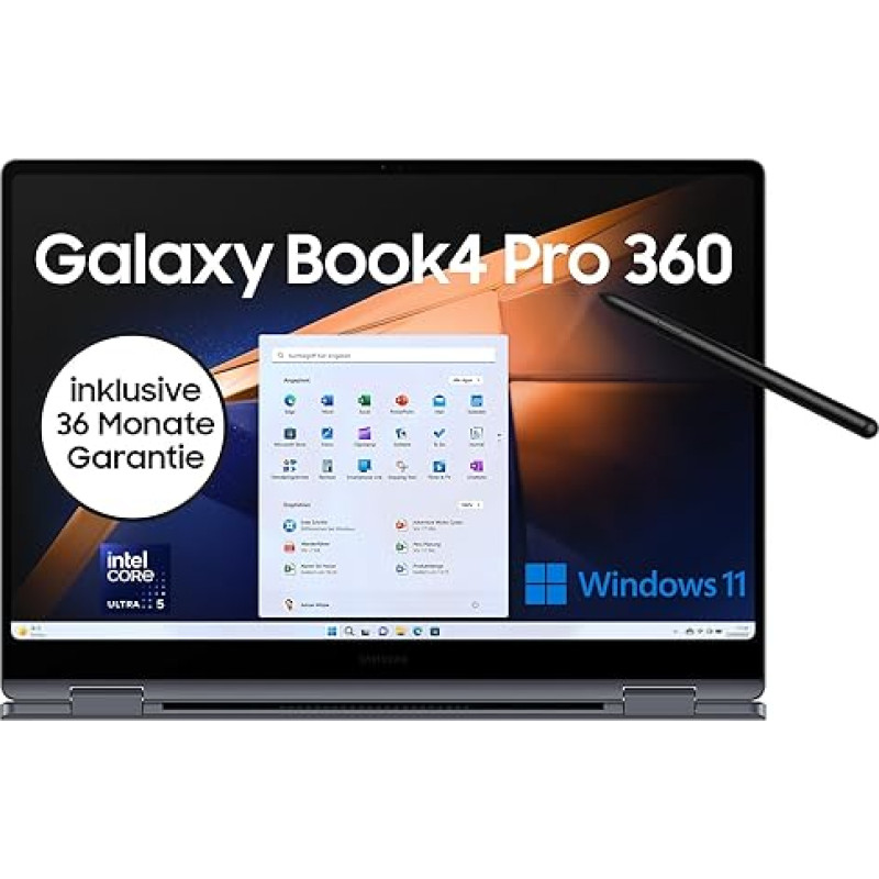 Samsung Galaxy Book4 Pro 360 Notebook, 16 Inch Laptop, Intel Core Ultra 7, 16 GB RAM, 1 TB, Moonstone Grey