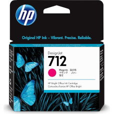 HP 712 purpurinės spalvos 29 ml originali spausdintuvo kasetė (3ED68A) su originaliu HP rašalu, skirta DesignJet T650, T630, T250, T230 ir Studio serijos didelio formato spausdintuvams ir HP 713 DesignJet spausdinimo galvute