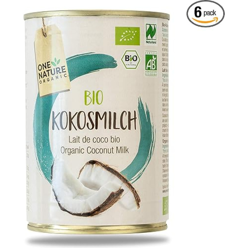 ONE NATURE organic Organic Coconut Milk Pack of 6 x 400 g