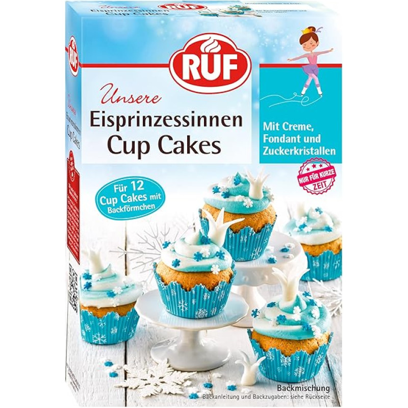 RUF 1 x 391g Ice Princess and Prince Cupcake Cake Cream Ice Cream Sugar Crystal Fondant Cake Topper with 12 Baking Cups