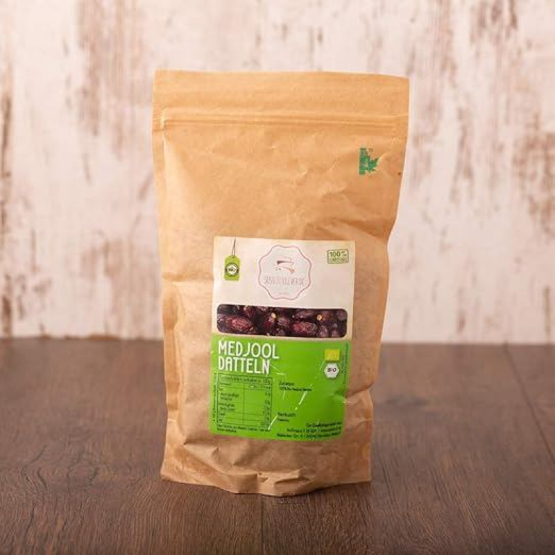 süssundclever.de® | Organic Medjool Dates from Palestine | Jumbo | 1 kg | Compostable Packaging - Especially Juicy and Very Large