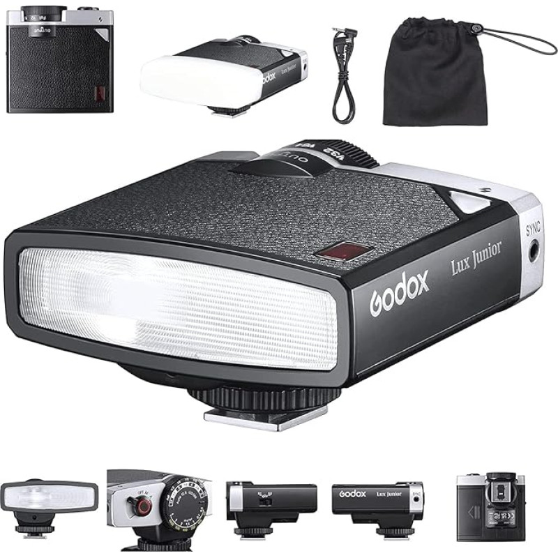 Godox Lux Junior Retro Camera Flash Speedlite Compatible for Sony, Canon, Nikon, Fujifilm, Olympus, Built-in 2.4G Wireless X System