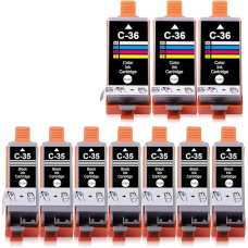 Yongairuink PGI-35 CLI-36 Ink Cartridges Replacement for CAN PGI 35 CLI 36 PGI35 CLI36 for CAN IP100 IP110 IP110WB IP100WB Mini260 Mini320 TR150 (7 Black 3 Colour)