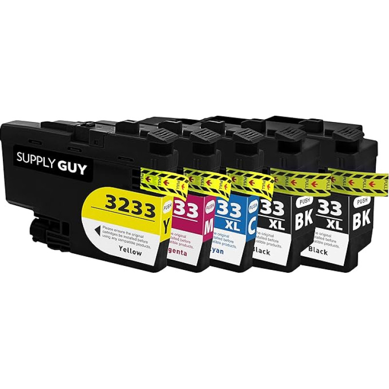 Supply Guy 5 Printer Cartridges Compatible with Brother LC-3233 for DCP-J1100dw MFC-J1300dw