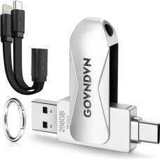 GOVNDVN 4-in-1 Easy Car Backup Photo Stick for iPhone iPad Android PC Photo and Video 256GB iPhone Photo Stick Apple Memory Stick Backup Flash Drive Data Transfer Thumb Drive for iPhone Mac