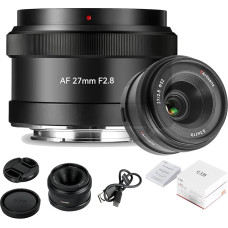 7artisans AF 27 mm F2.8 automatinio fokusavimo objektyvas, plataus kampo APS-C žavus automatinio fokusavimo fotoaparato objektyvas, skirtas nuostabiai fotografijai (E laikiklis A5 A6 A6 A7 FX A9 ZV-E, juodas)