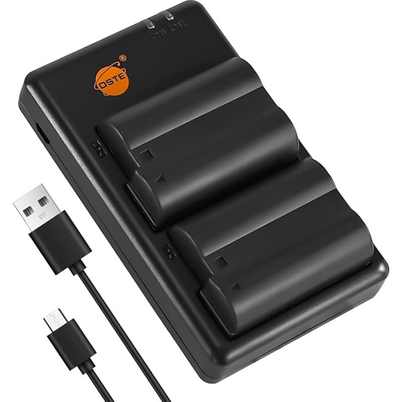 DSTE 2PCS Nikon EN-EL15(2550mAh/7.0V) Battery Charger Set for Nikon 1 V1,D7200,D7100,D750,D600,D7000,D810,D610,D750,D800E,D810A,D800, Digital SLR Camera,Nikon Battery Grip MB-D11,MB-D12,MB-D15,MB-D17