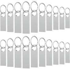 WOOOLKEN USB Stick 8 GB Pack of 20 USB Sticks Metal Silver USB Flash Drive for Copying Data from a Computer or Other Device
