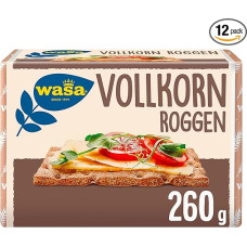 Wasa Crispbread Whole Grain Rye, 12 x 260 g, The Particularly Crispy and Savoury Rye Classic, 100% Whole Grain, Rich in Fibre