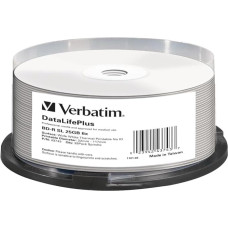 Verbatim 43743 Spindle of 25 BD-R Blu-Ray Blank Discs 25 GB 6x White Thermal Print Surface