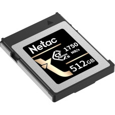 Netac CF2000 512GB CFexpress B tipo atminties kortelė PCIe Gen 3 x 2 NVMe1.4 Max Read 1750MB/s Max Write 1050MB/s, skirta profesionaliems fotografams ir videografams Vloger (Black Gold)